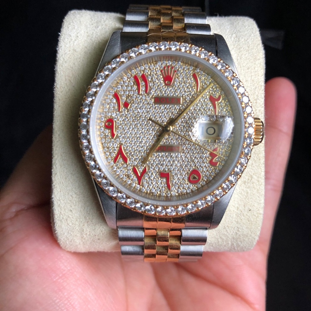 Diamond Rolex datejust watch 18k two tone.